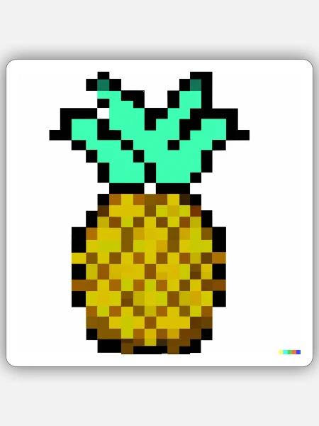 Pixelart Annanas - Sticker Größe S (10 x 10 cm) - Mattweiß