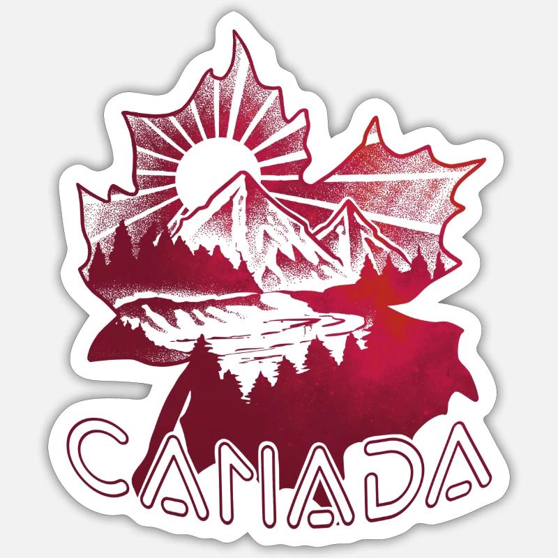 Canada gift - mountains & dotwork art trees Sticker size S (10 x 10 cm)