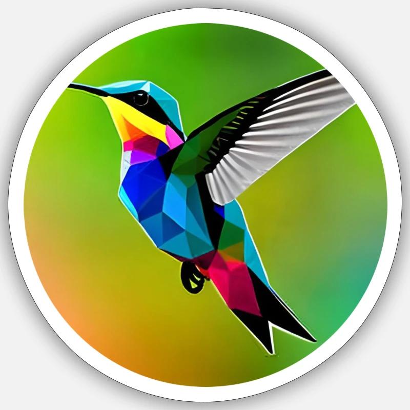 Colibri - Polygone - Sticker taille S (10 x 10 cm) - blanc mat