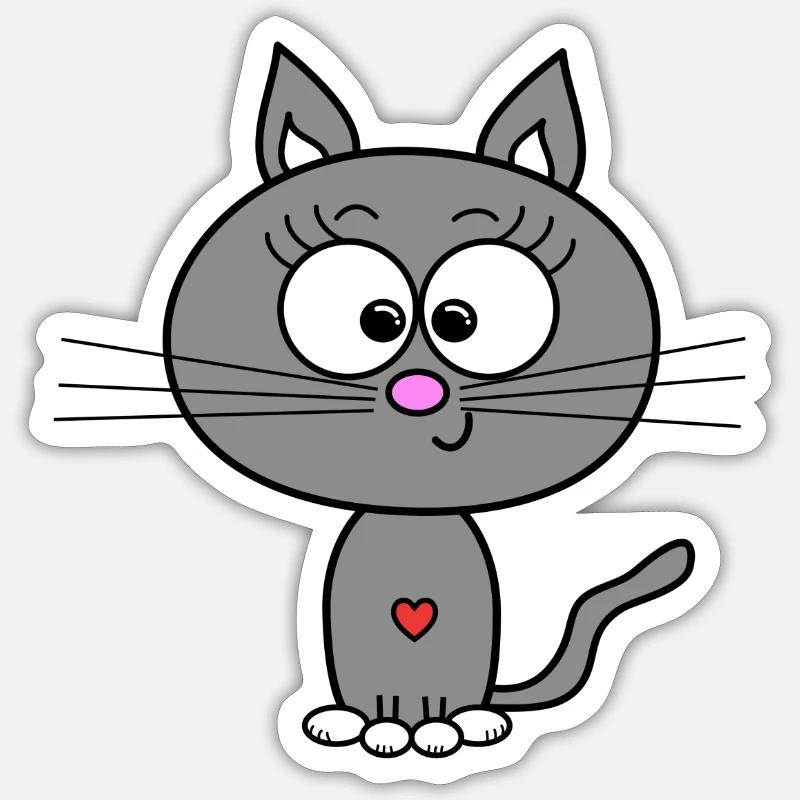 Gris chat - Sticker taille S (10 x 10 cm) - blanc mat