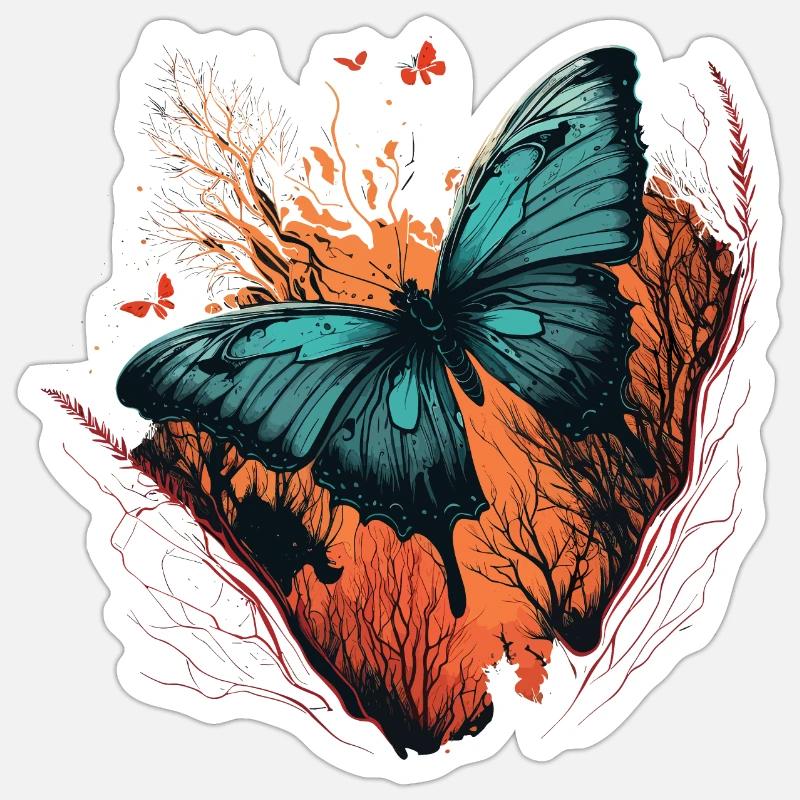 Flinker Schmetterling - Sticker Größe S (10 x 10 cm) - Mattweiß