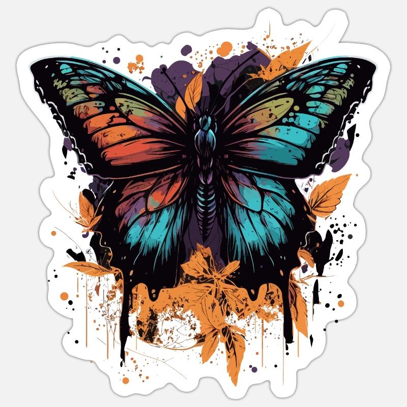 Beauté papillon - Sticker taille S (10 x 10 cm) - blanc mat