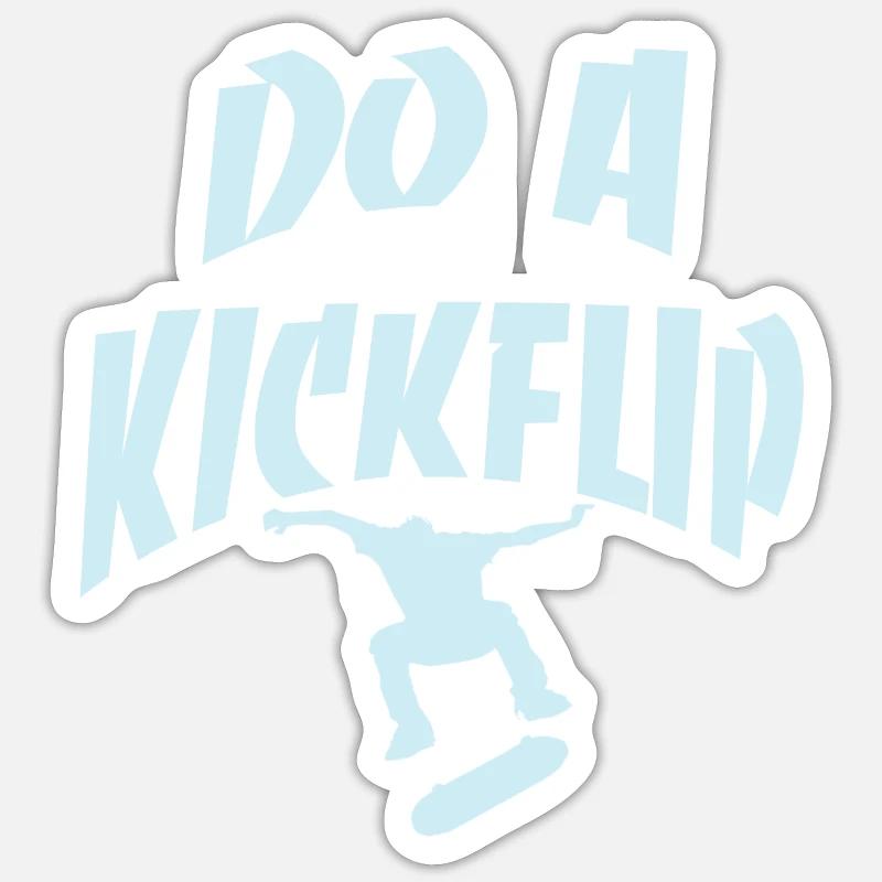 Machen Sie einen Kickflip Blue - Sticker Größe S (10 x 10 cm) - Mattweiß