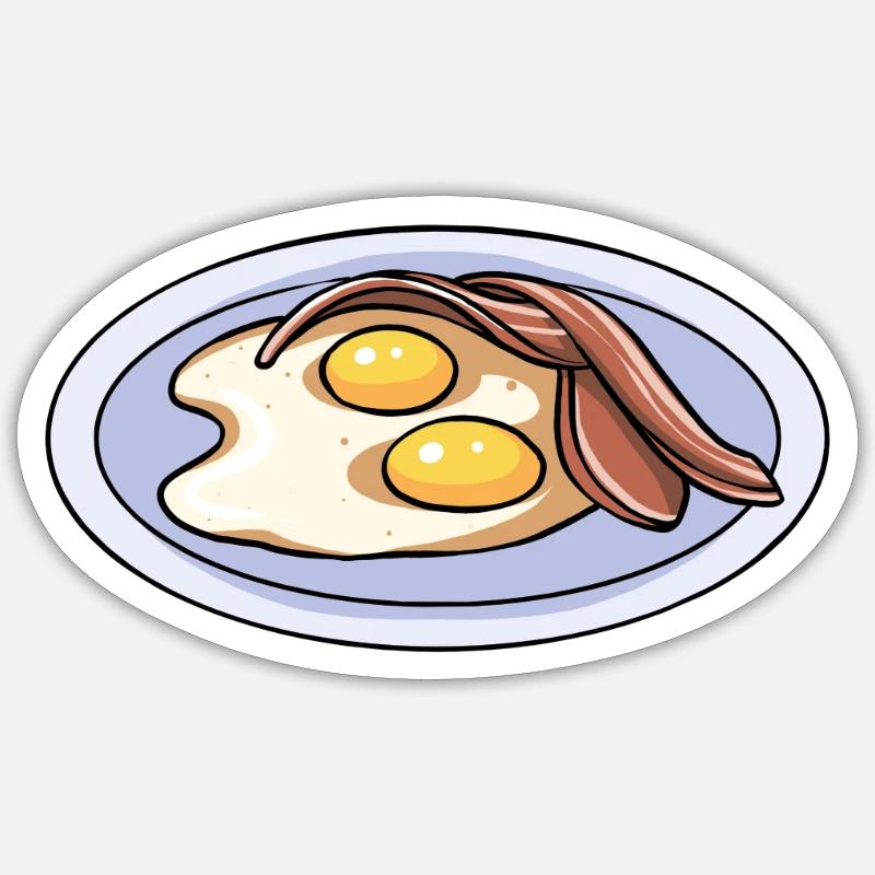 Eier Bacon Frühstück - Sticker Größe S (10 x 10 cm) - Mattweiß