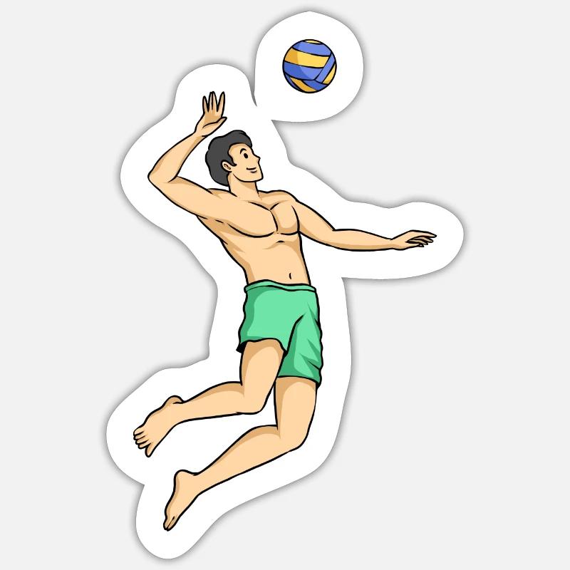 Beach-volley - Sticker taille S (10 x 10 cm) - blanc mat