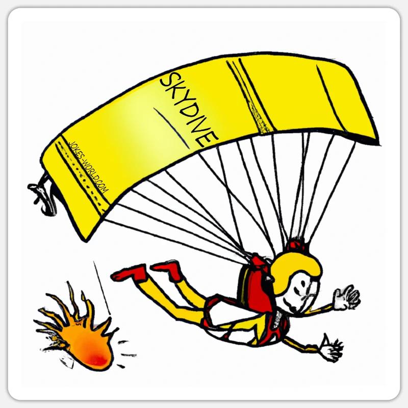 Skydive - Fallschirmspringer Comic Sticker Größe S (10 x 10 cm)