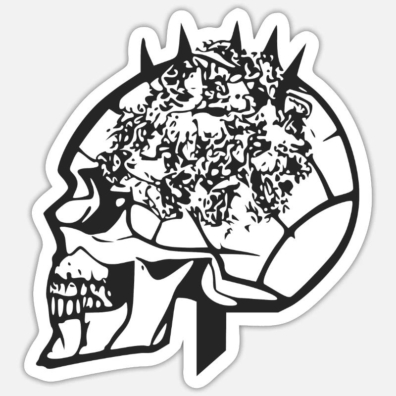 Crâne et des fleurs - Sticker taille S (10 x 10 cm) - blanc mat