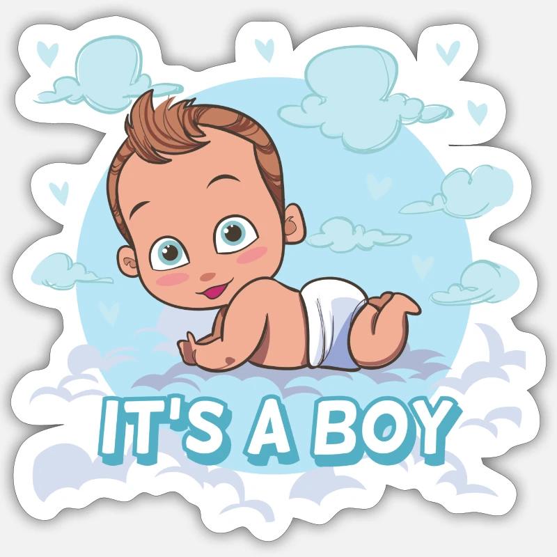 Es ist ein Junge - Sticker Größe S (10 x 10 cm) - Mattweiß