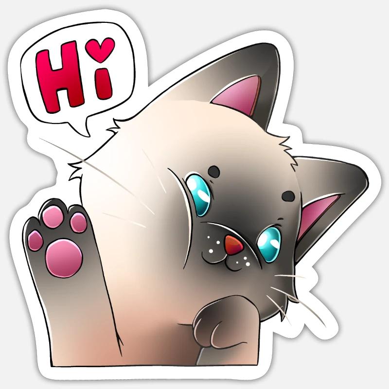 Cuddly hello cat Sticker size S (10 x 10 cm)
