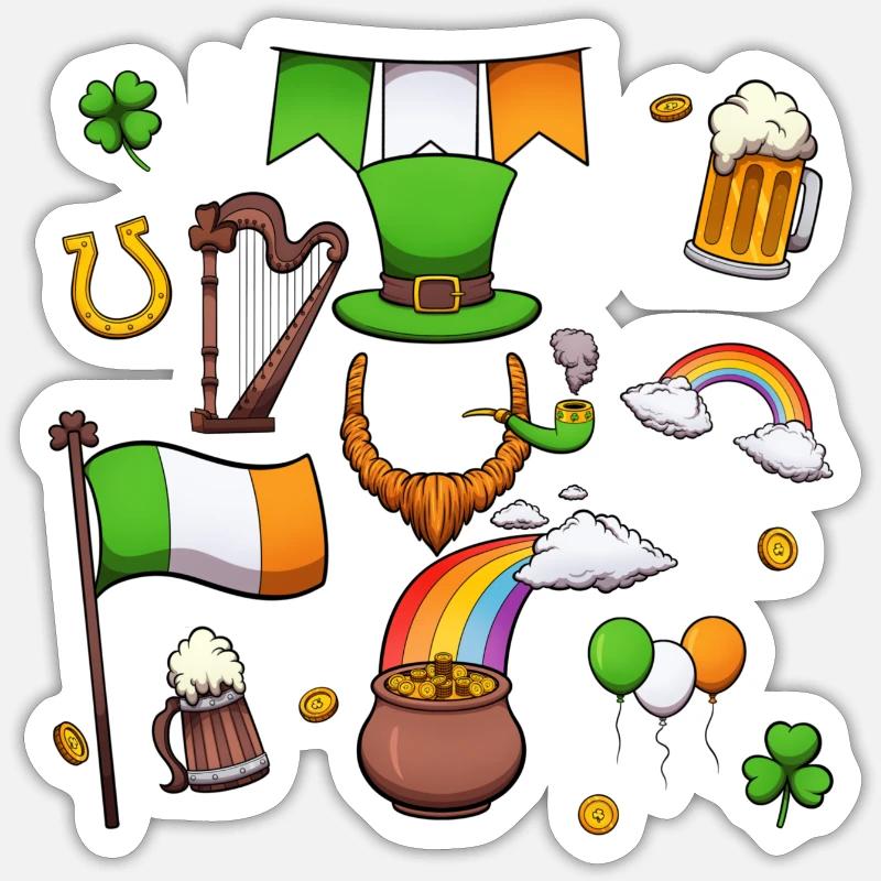 Éléments de la Saint-Patrick - Sticker taille S (10 x 10 cm) - blanc mat