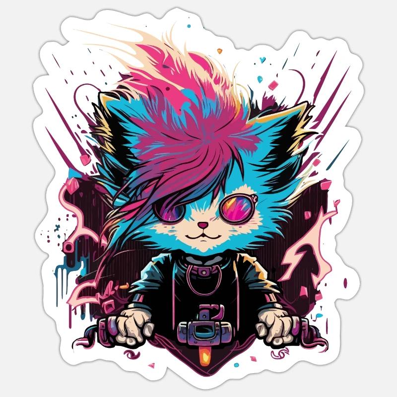 Cool Electrifying Cat - Sticker size S (10 x 10 cm) - white matte