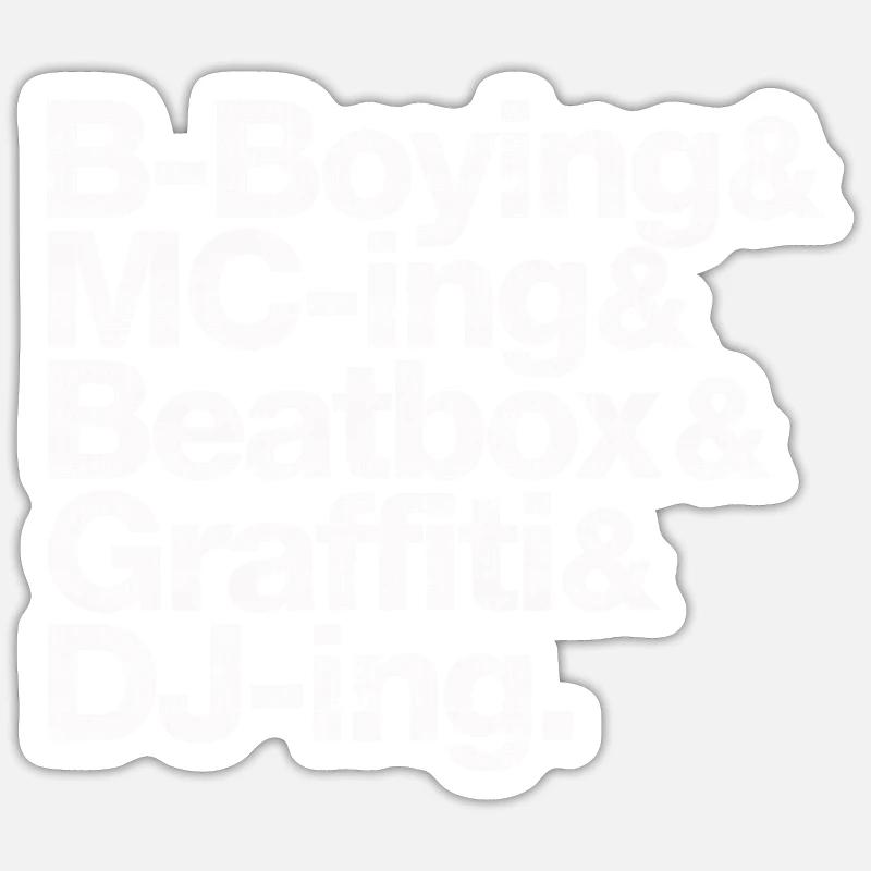 Hip Hop Five Elements grunge - Sticker taille S (10 x 10 cm) - blanc mat