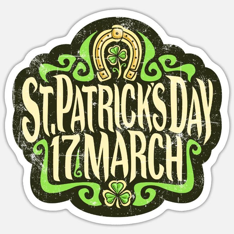 Cadeau de la Saint-Patrick - Sticker taille S (10 x 10 cm) - blanc mat