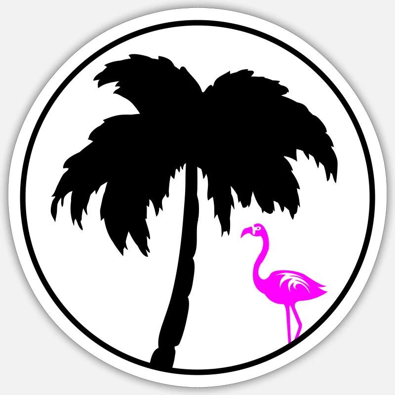 Flamingo Palm - Sticker size S (10 x 10 cm) - white matte
