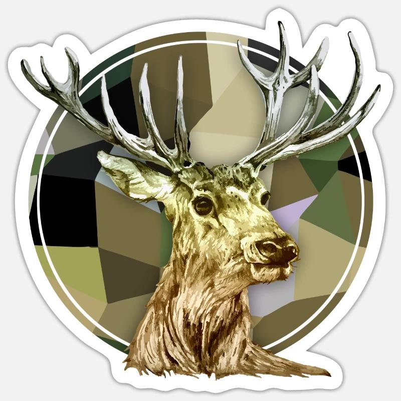 Cerf - Sticker taille S (10 x 10 cm) - blanc mat