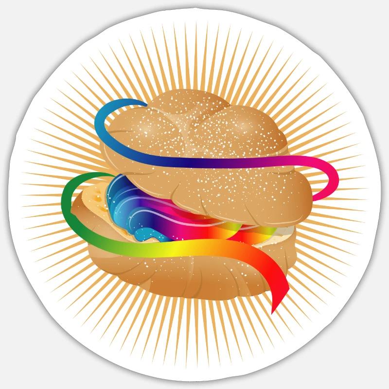 Illustration eines bunt gefüllten Windbeutel - Sticker Größe S (10 x 10 cm) - Mattweiß