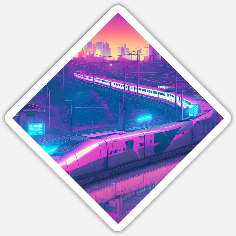 Neon Train Escape: Synthwave Adventure (Diamond) Sticker Größe S (10 x 10 cm)