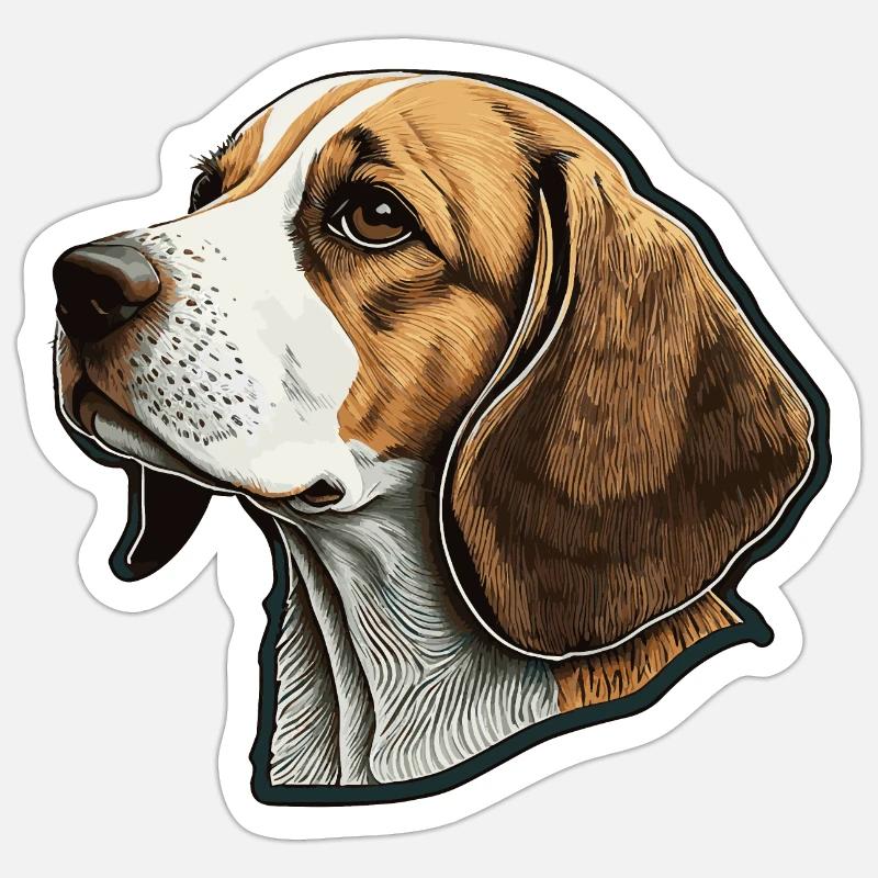 Beagle - Sticker Größe S (10 x 10 cm) - Mattweiß