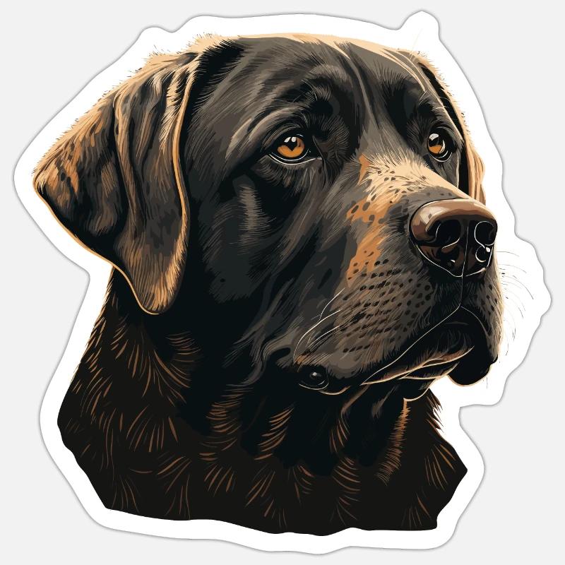 Grand Labrador Retriever - Sticker taille S (10 x 10 cm) - blanc mat