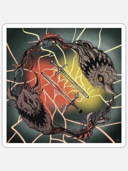 Gleichgewicht der Dämonen - Sticker Größe S (10 x 10 cm) - Mattweiß