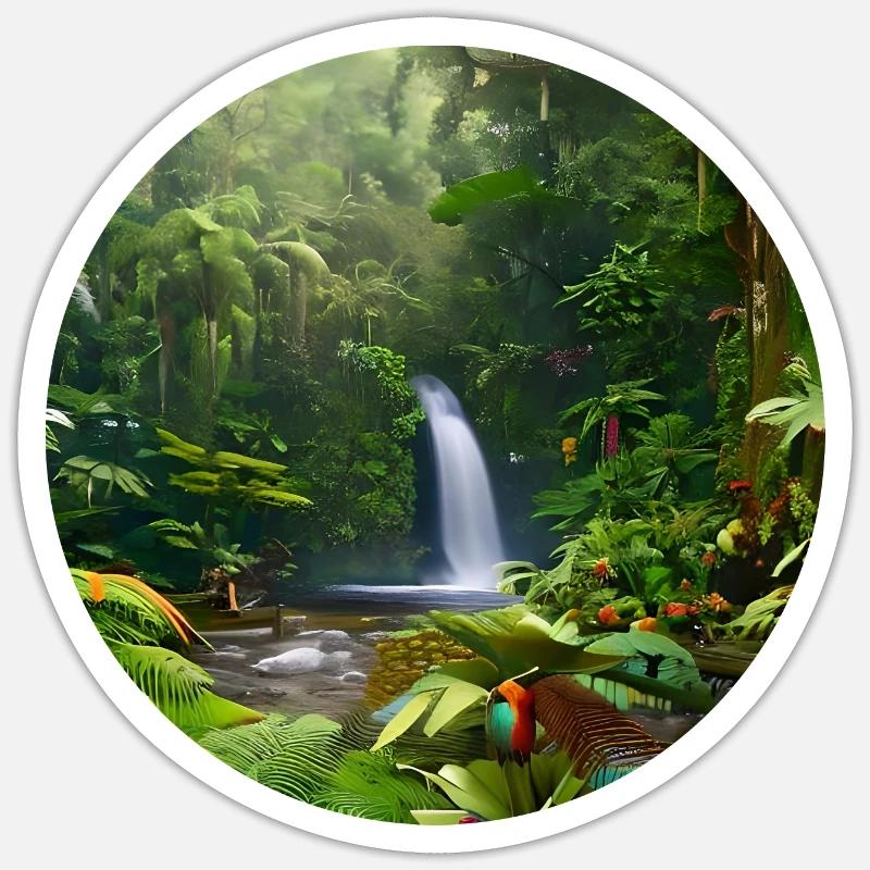 Cascade dans la forêt tropicale Sticker taille S (10 x 10 cm)