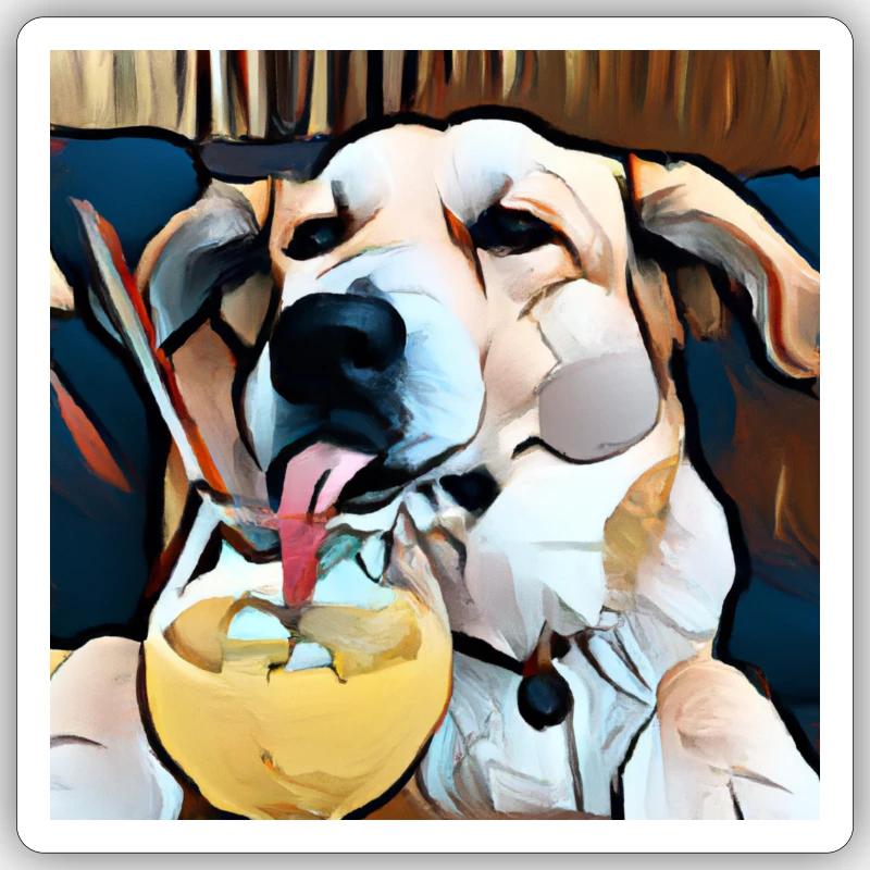 Labrador drinking a cocktail Sticker Größe S (10 x 10 cm)