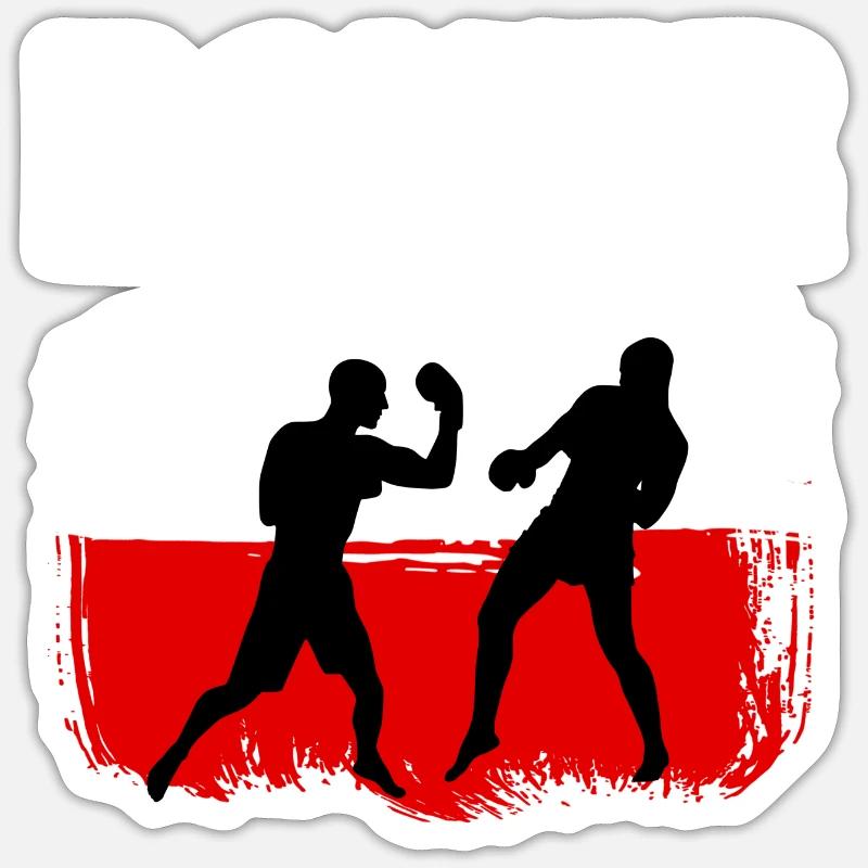 Boxe Pologne Boxeurs - Sticker taille S (10 x 10 cm) - blanc mat