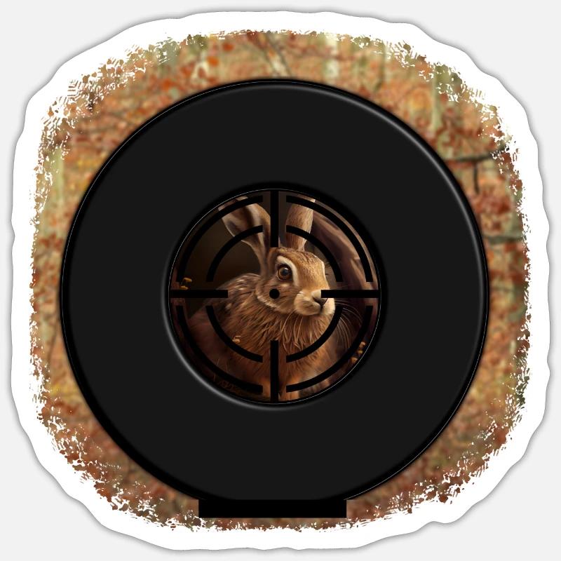 Hare in a hunter's scope - Sticker size S (10 x 10 cm) - white matte