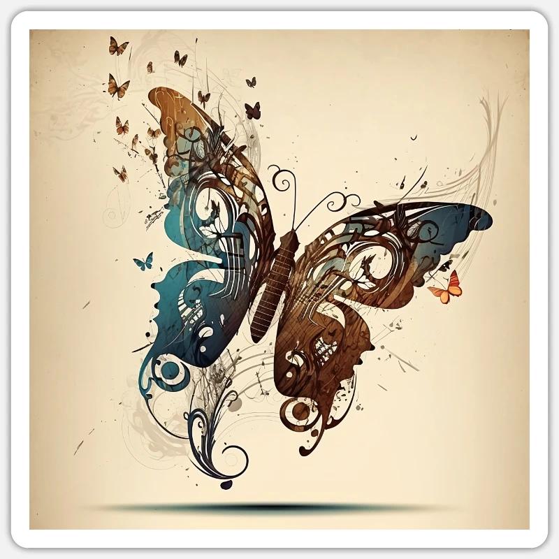 Butterfly, notes - Sticker size S (10 x 10 cm) - white matte