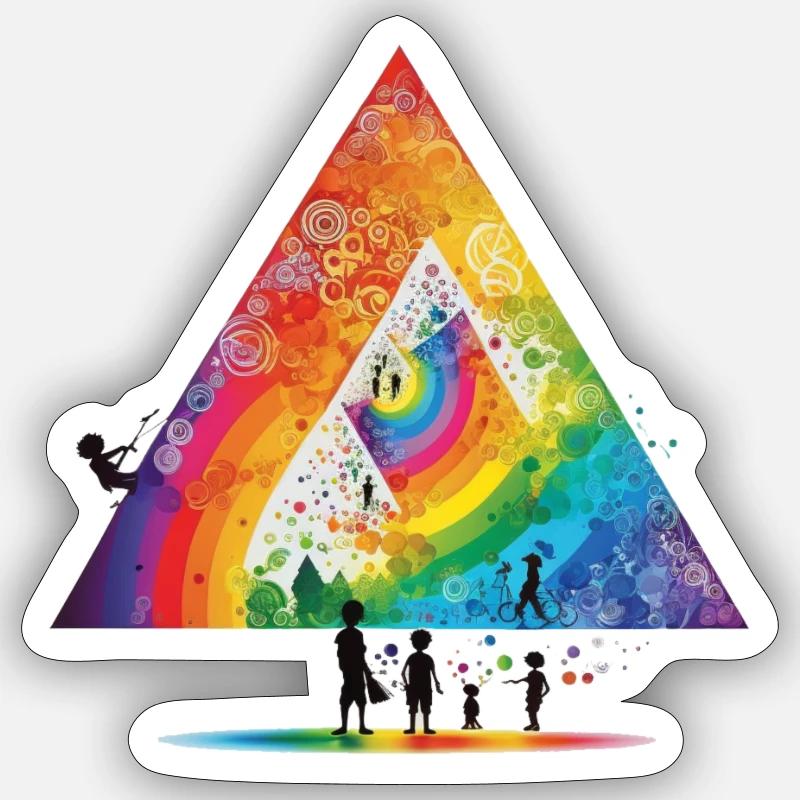 Regenbogenfreunde Comic Motiv - Sticker Größe S (10 x 10 cm) - Mattweiß
