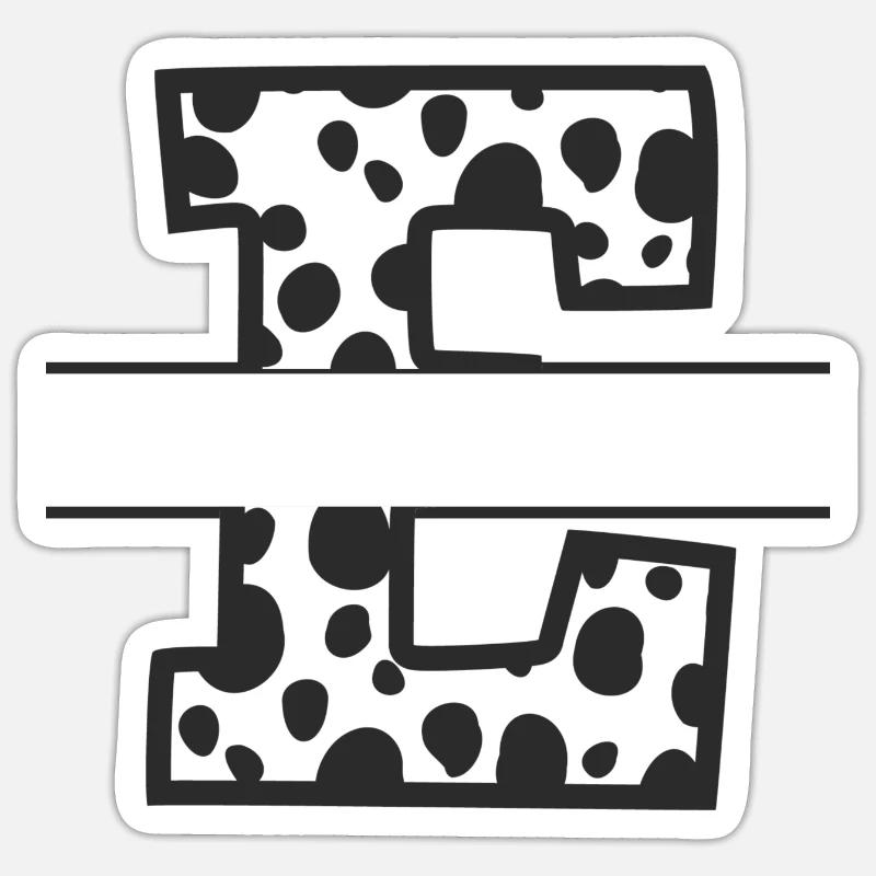 Letter e custom cow pattern Sticker size S (10 x 10 cm)