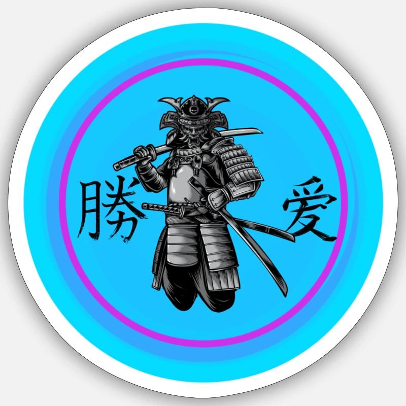 Neon Samurai Sticker size S (10 x 10 cm)