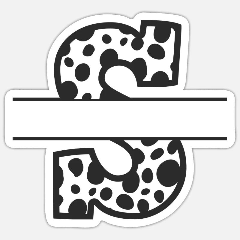 Personalized cow pattern letters - Sticker size S (10 x 10 cm) - white matte