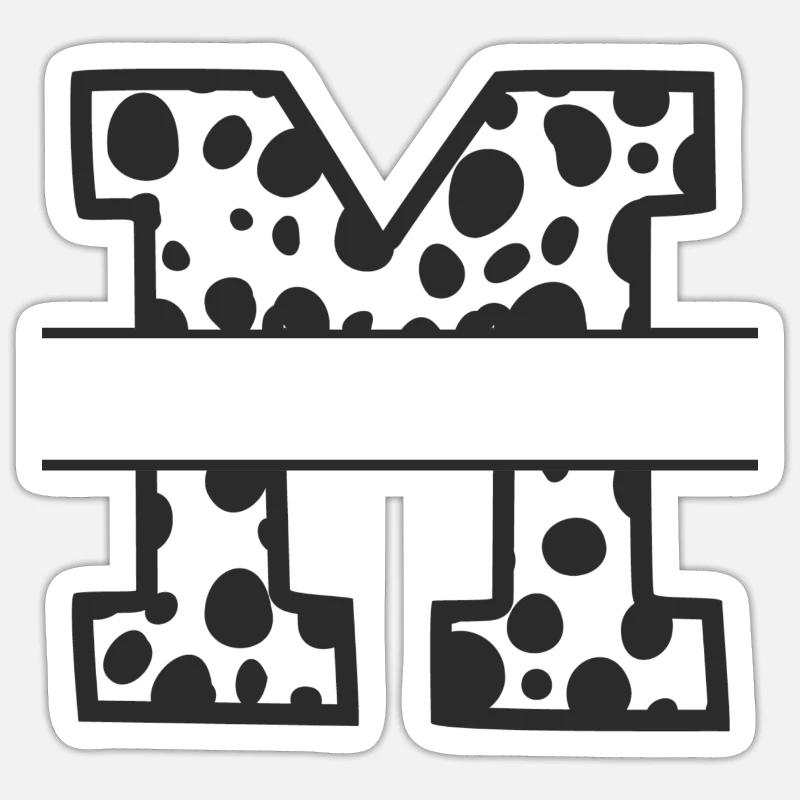 letter m custom cow pattern - Sticker size S (10 x 10 cm) - white matte