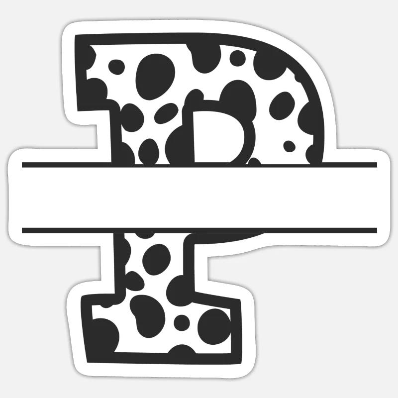 Buchstabe P benutzerdefiniertes Kuhmuster - Sticker Größe S (10 x 10 cm) - Mattweiß