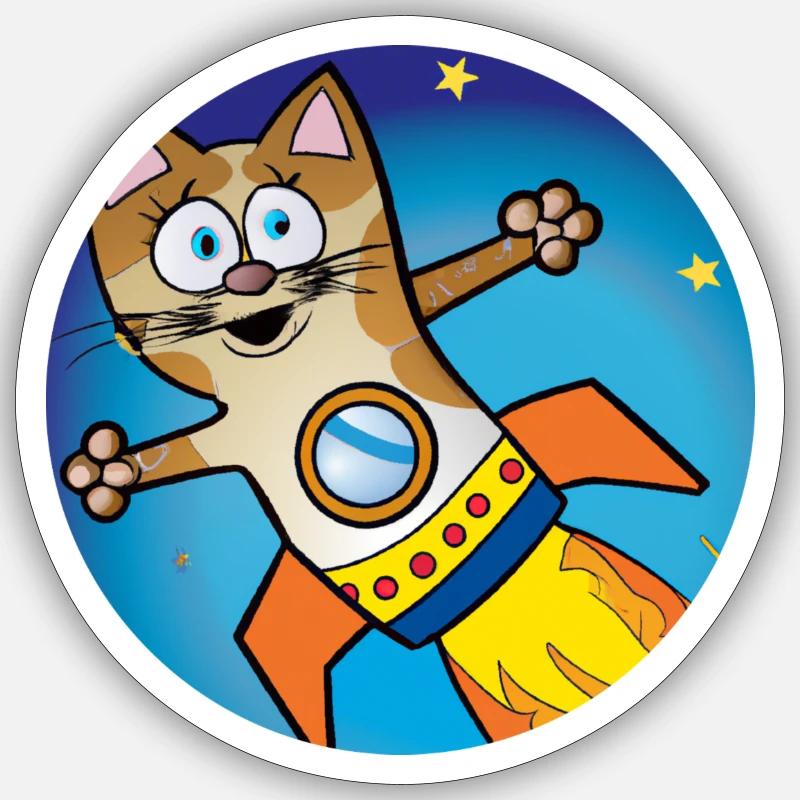 Rocket Cat Sticker Größe S (10 x 10 cm)