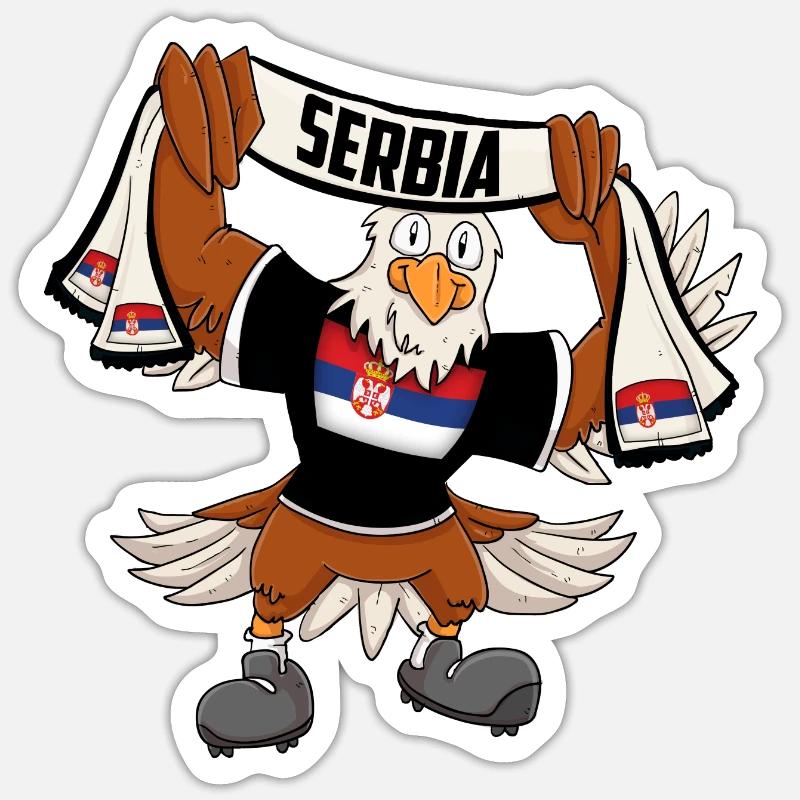 Serbie Eagle - Sticker taille S (10 x 10 cm) - blanc mat