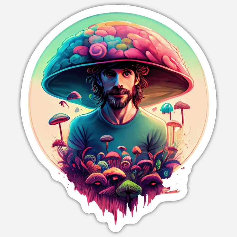 L'Amour des champignons - Sticker taille S (10 x 10 cm) - blanc mat