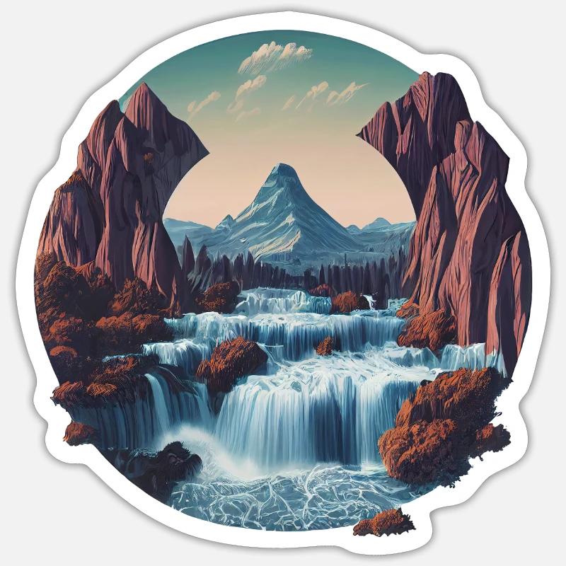Cascade Digital Sticker taille S (10 x 10 cm)