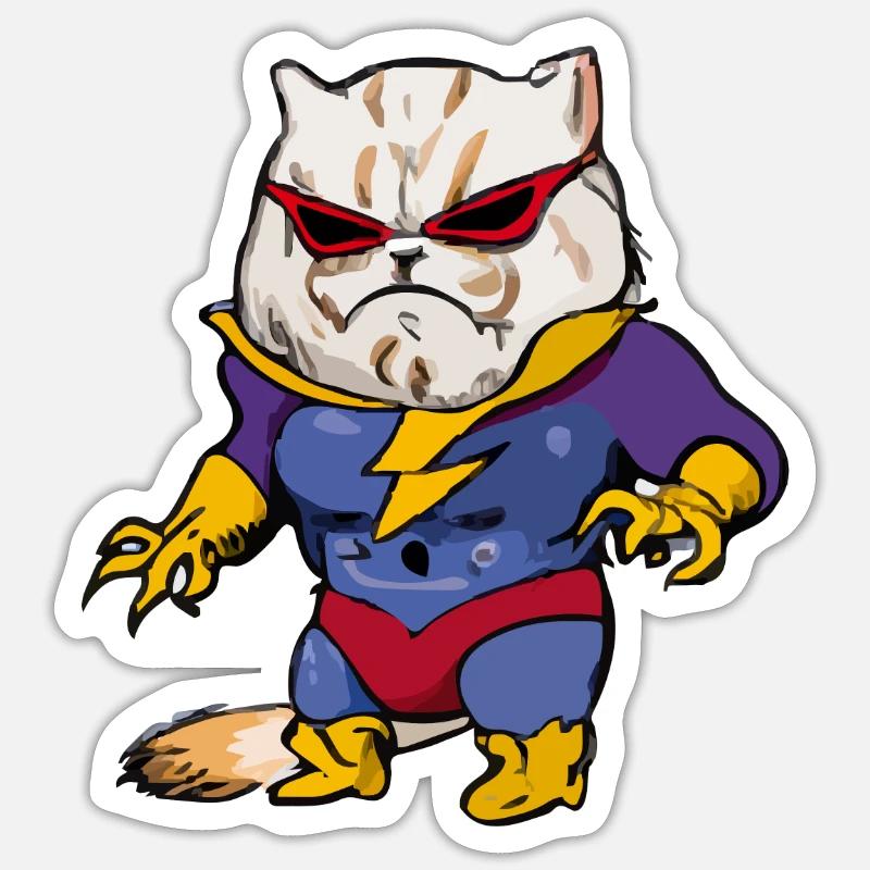 Kro le super chat - Sticker taille S (10 x 10 cm) - blanc mat