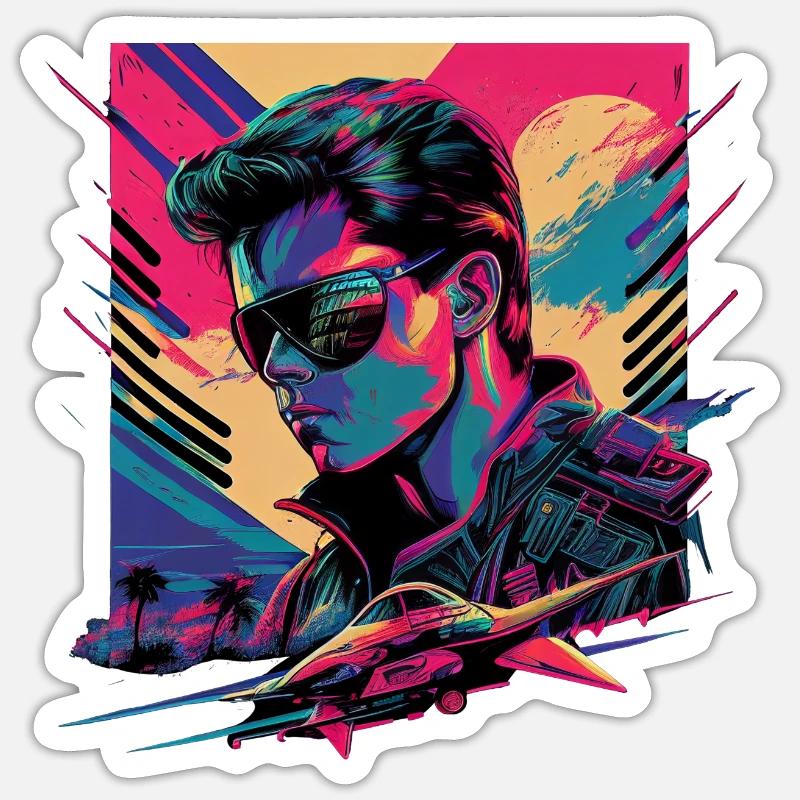Retro Emblems - Movie - Pilot - Sticker size S (10 x 10 cm) - white matte