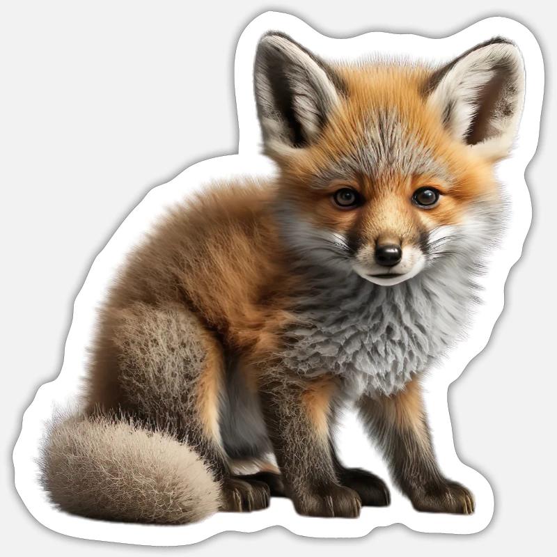 Super mignon bébé renard - Sticker taille S (10 x 10 cm) - blanc mat