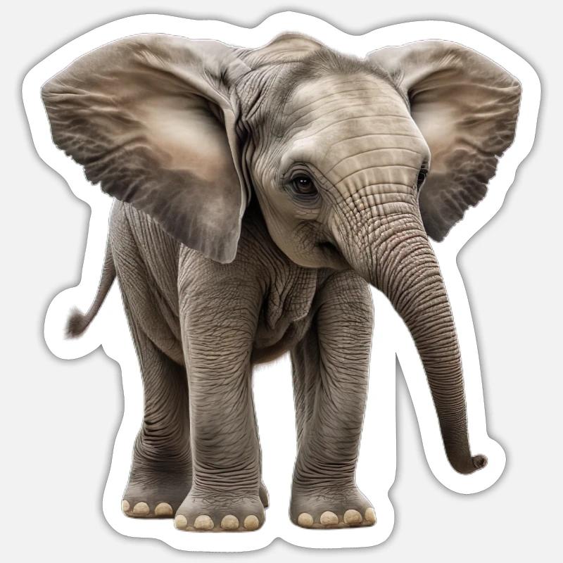 Méga mignon bébé éléphant Sticker taille S (10 x 10 cm)