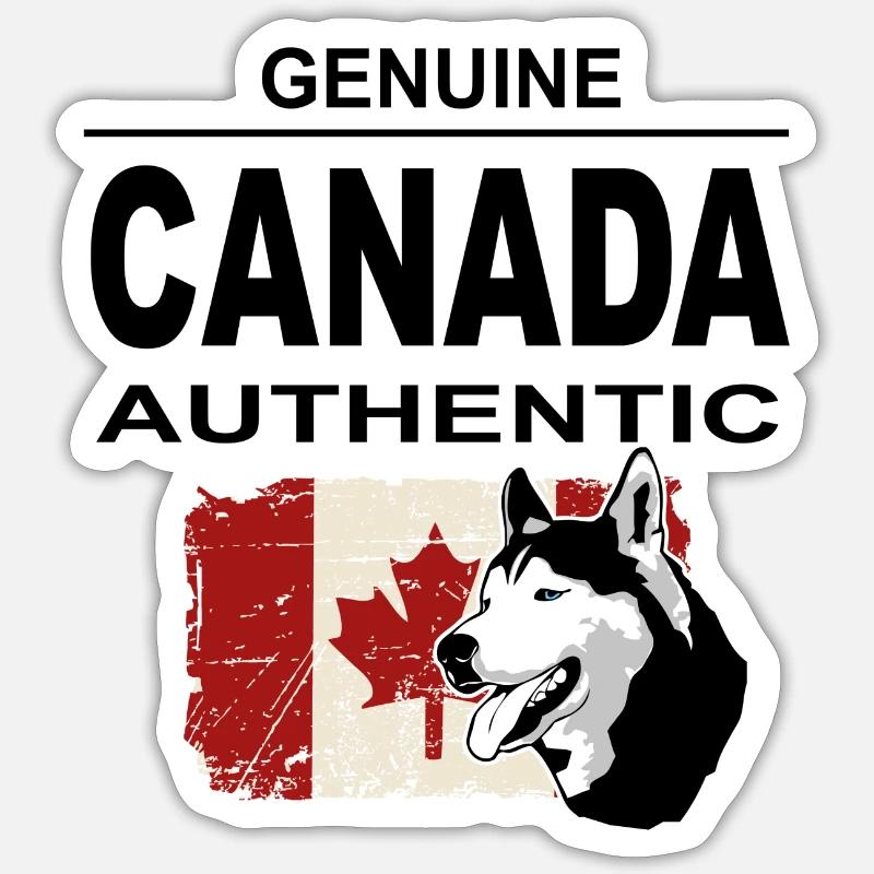Kanada - Maple Leaf - Huskys - Canada - Sticker Größe S (10 x 10 cm) - Mattweiß