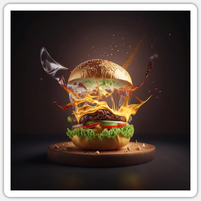 Burger Explosion - aussi juteux que possible Sticker taille S (10 x 10 cm)