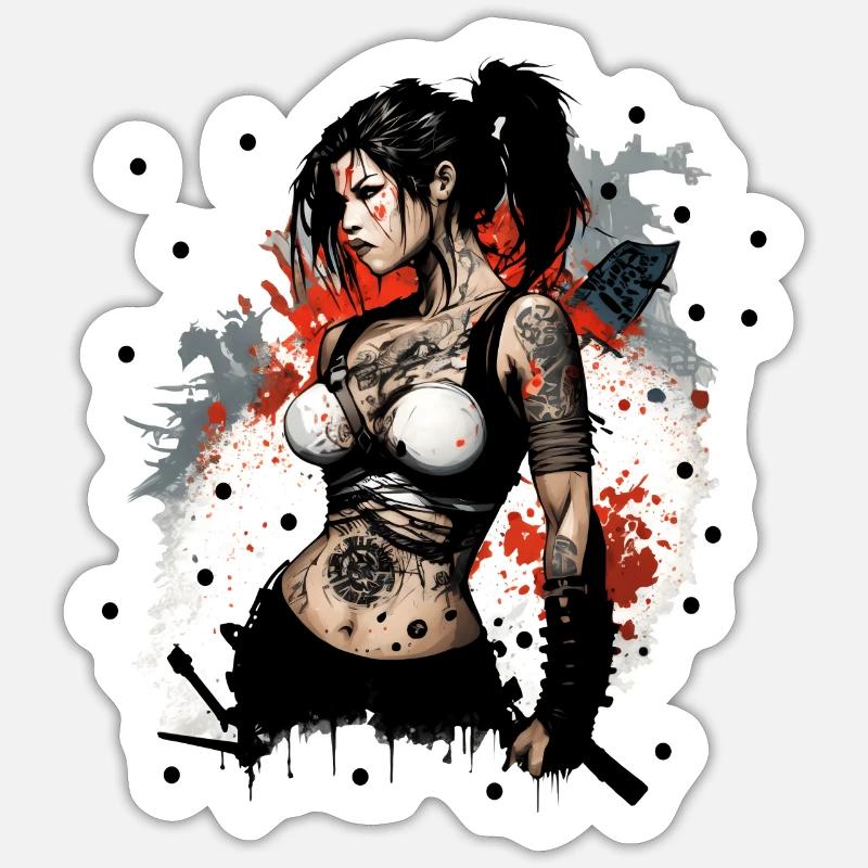 Badass Ninja Mädchen Sticker Größe S (10 x 10 cm)