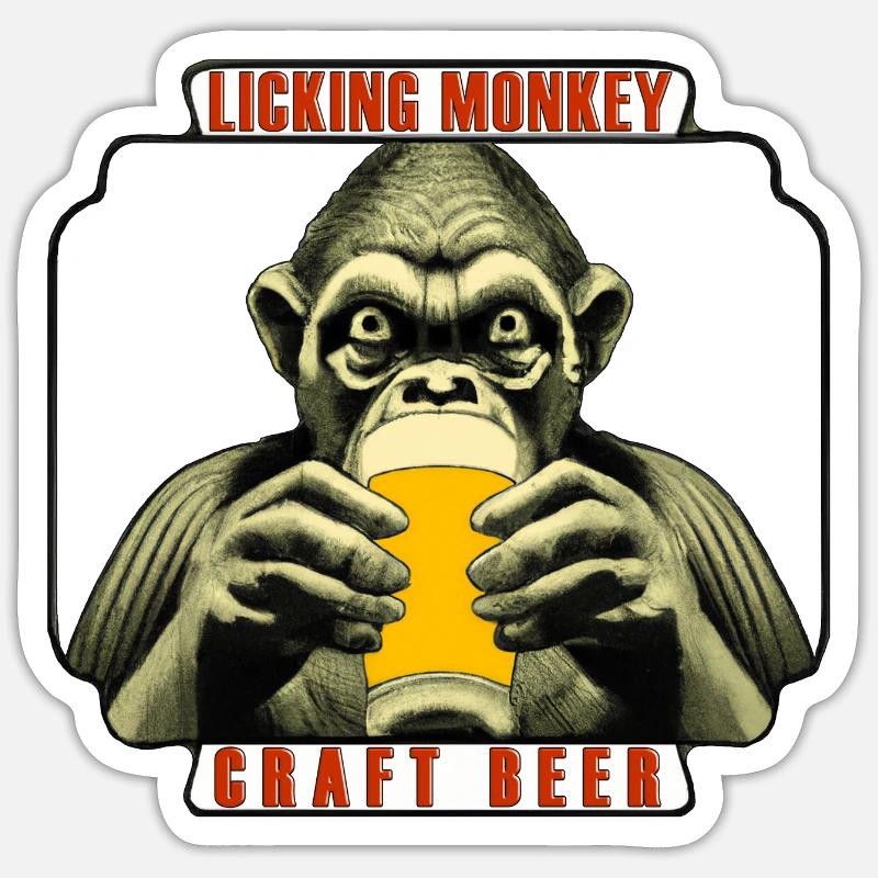 Licking Monkey - Sticker size S (10 x 10 cm) - white matte