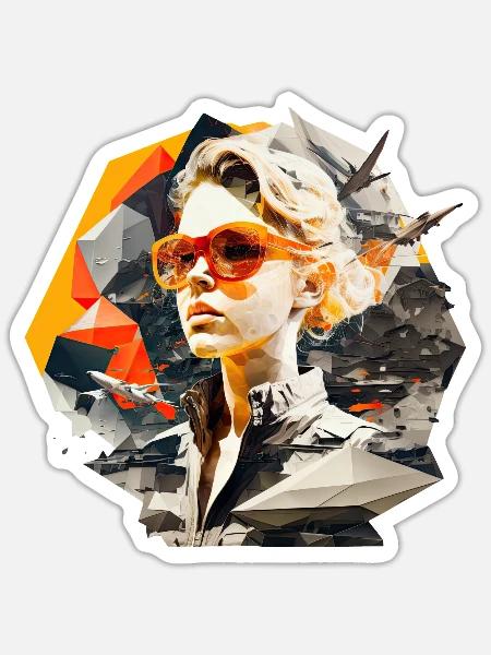 Retro Flash No35 - Sticker Größe S (10 x 10 cm) - Mattweiß