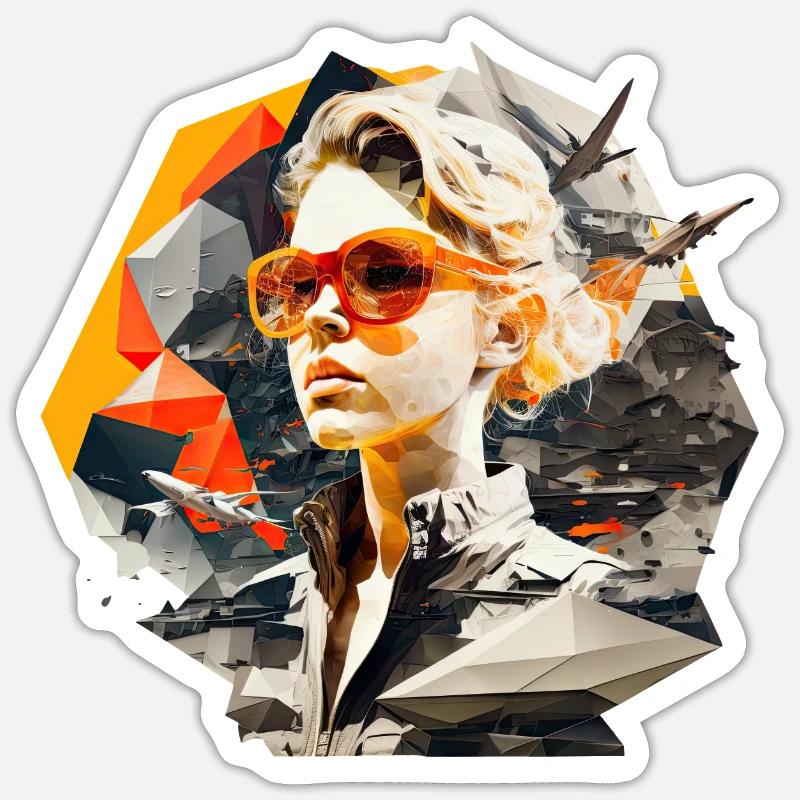 Retro Flash No35 - Sticker Größe S (10 x 10 cm) - Mattweiß