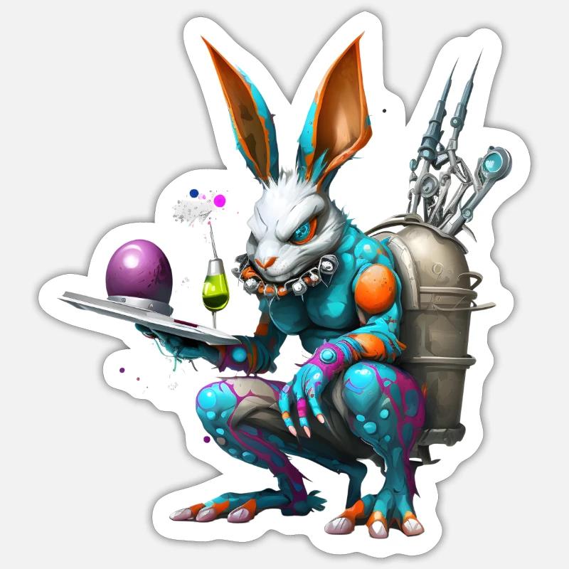 Future Technology Rabbit - Sticker size S (10 x 10 cm) - white matte